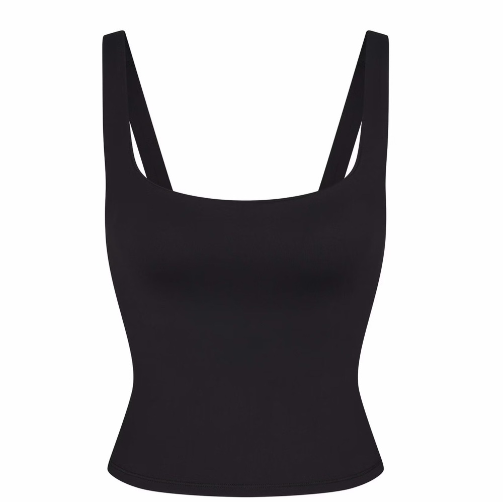 Nike SKIMS Matte Square Neck Tank Obsidian L NWT Dri-FIT Built-In Bra Sculpting